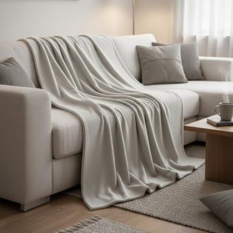 Plaid uni gris clair 220x240 cm