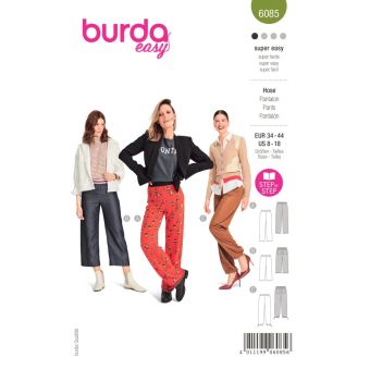 Patron Burda 6085 - pantalon à ceinture élastique et jambes droites