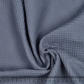 Tissu nid d'abeille bio bleu orage