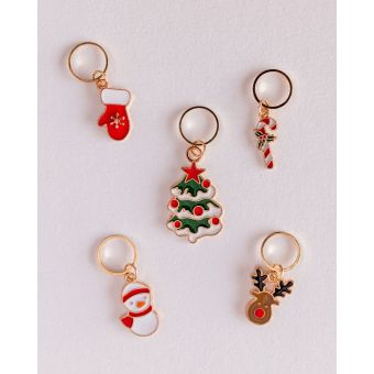 Lot de 5 anneaux marqueurs de maille Noël  - Hello Kim