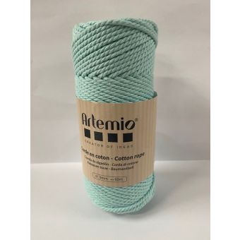 Pelote corde macramé coton torsadée aqua 250g 3mmx60m