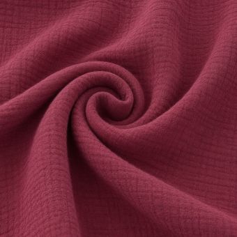 Tissu double gaze Gaby uni rose framboise