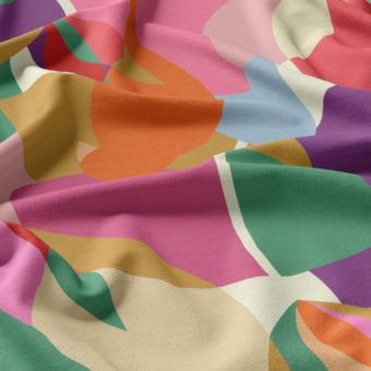 Tissu viscose imprimé maxi pétal multico