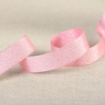 Ruban gros grain métallisé rose 15mm