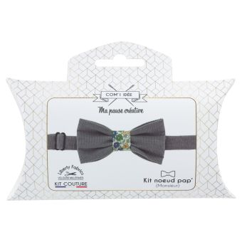 Kit couture noeud pap' en velours et liberty gris