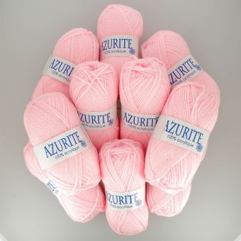 Lot de 10 pelotes de fil à tricoter Azurite 50g 100% acrylique - Col. 3011 Rose pâle 