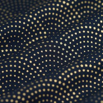 Tissu de Noël cretonne éventail étoile bleu 