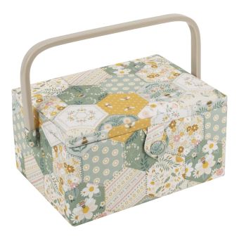 Boîte à couture abeille patchwork 18.5x25.5x14.5 cm