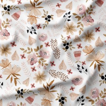 Tissu JERSEY coton "Fleurs Sauvages Roses" – toile premium Oeko-Tex