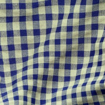 Tissu seersuckervichy vert et marine 7mm recyclé