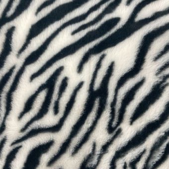 Tissu fausse fourrure douce blanc noir motif zèbre