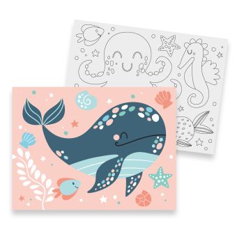 Peinture au numéro enfant Baleine 18 x 24 cm 2 pièces