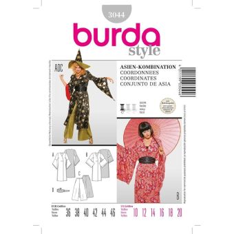 Patron Burda 3044 - déguisement femme combinaison asiatique