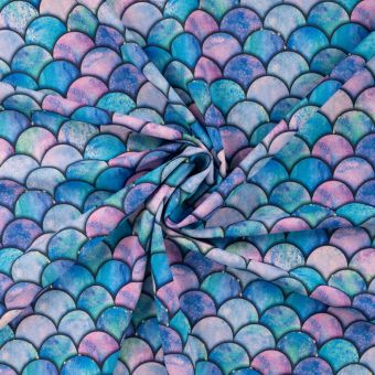 Tissu maillot de bain imprimé sirène résistant UV et chlore multico