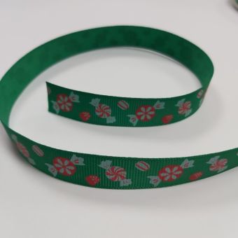 Ruban gros grain bonbon vert 16 mm