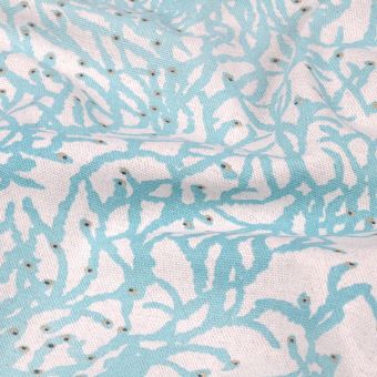Tissu coton épais imprimé Calédonie turquoise