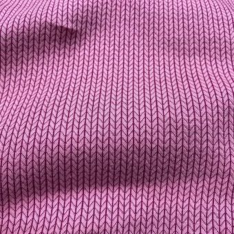 Maille jacquard coton bio stretch zigzag rose pale - Albstoffe