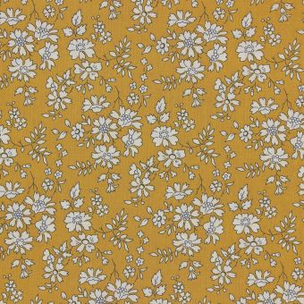Tissu Liberty jaune moutarde fleurs 
