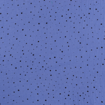 Tissu double gaze pois noir Foil bleu