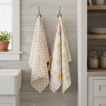 Lot de 2 torchons palmiers multicolore 50x70cm