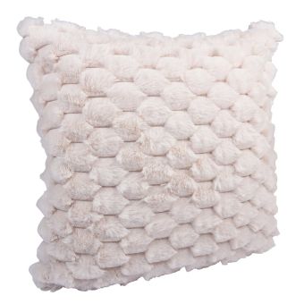 Housse de coussin losange fausse fourrure écru 40 X 40 cm