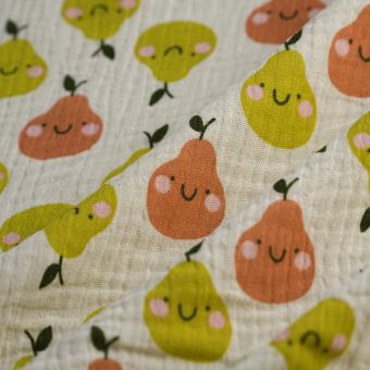 Tissu double gaze poire visage écru