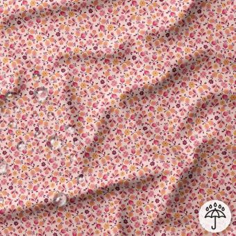 Tissu imperméable motifs fleurs caseille rose