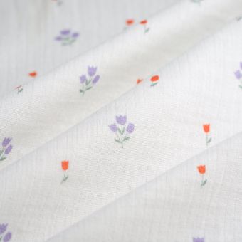 Tissu lange tulipe rouge parme 
