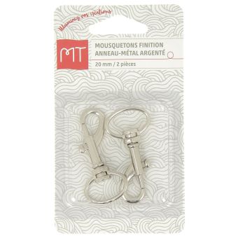 Mousquetons argent finition anneau 20 mm