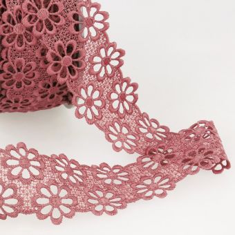 Ruban guipure pâquerette 40mm mauve