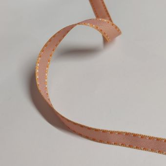 Ruban brillant avec surpiqûres rose et orange 10 mm