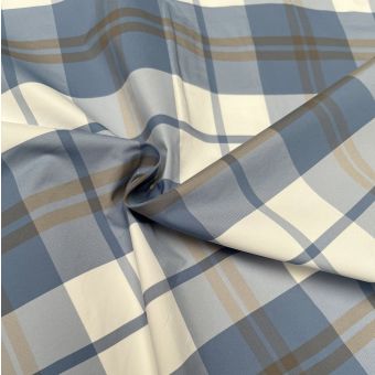 Tissu taffetas à carreaux Memory bleu jeans