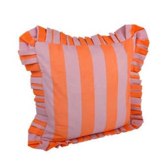 Housse de coussin large rayures franges