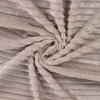 Tissu douillette matelassé rayures pailletées beige