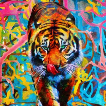 Carré de faux cuir tigre multicolore