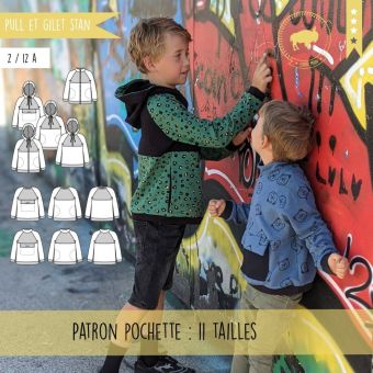 Patron pochette enfant pulls et gilets Stan du 2 au 12 ans - Super Bison