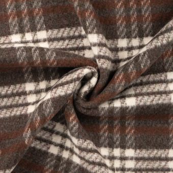 Tissu Lainage imprimé tartan marron