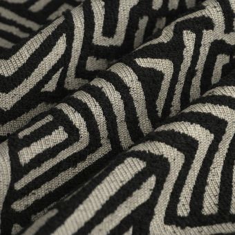 Tissu jacquard Mésopotamie lin noir
