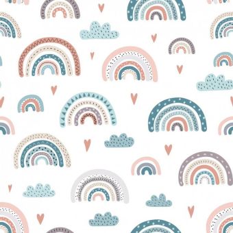 Tissu Minky lisse Arc-en-ciel Bleu, coupon 1m x laize (150cm)