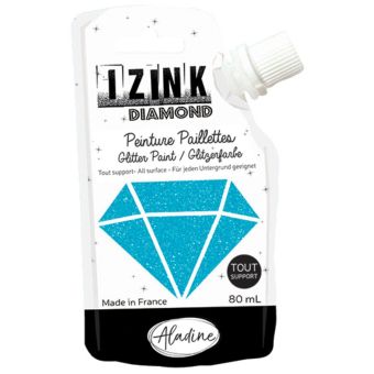 Peinture textile 3D paillettes izink diamond bleu caraïbe 80 ml