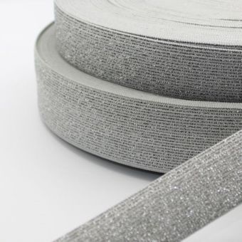 Élastique lurex 25mm gris