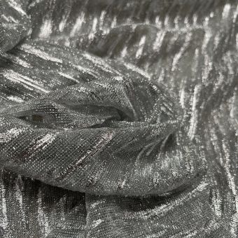 Tissu jersey de polyester rayures argenté