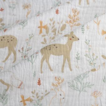 Tissu double gaze biche blanc