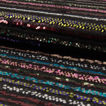 Tissu sequin effet rayure multico
