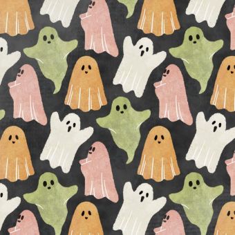 Tissu Softshell Halloween Fantome Couleurs, coupon 1m x laize (145cm)