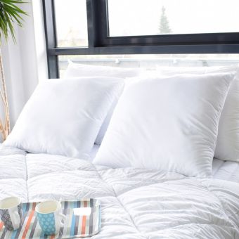 Lot de 2 Oreillers 60 x 60 cm "Protection totale Anti-Acariens" Bleu Calin