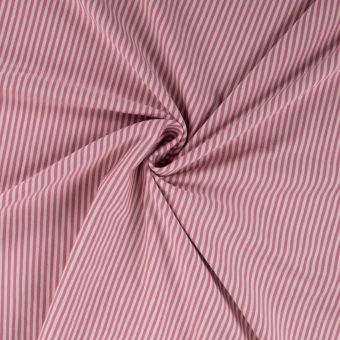 Maille jersey coton fine rayure 0,5mm bicolore rose