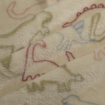 Tissu douillette dino contour beige