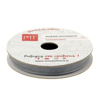 Bobine ruban organza gris 6 mm