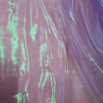Tissu voile organza transparent iridescent violet